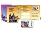 Deutschland - <b>Einzelmarke <br> selbstkl. xx</b> 1 x 1,00 Cent im Markenheftchen 128B, geöffnet! 2024 Krypto-Briefmarke "Kölner Dom in lila" Booklet, <b>Historische Bauwerke!</b> postfrisch - <br> RAR ! SOFORT LIEFERBAR !