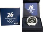 Italien <br> <b> SOMMERANGEBOT!</b> 6 €uro<br> 31,10g<br> fein<br> 38,61 mm Ø 2025 Olymp. Spiele Milano Cortina 2026,inkl. Etui & Zerti.-<b>Eisschnelllauf 3/6</b> <b>PP</b><br> Silber <br> <b> SOFORT LIEFERBAR!</b>