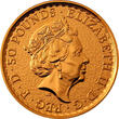 Grossbritannien 1/2 oz. <br> 15,55g<br> fein<br> 26,50 mm Ø 1987-1997 Britannia, Rotgold, -Nathan- 1987 - 1989, <b>1. Jahrgang 1987</b> <b>Anlagegold - seltener 1.Jahrgang</b>