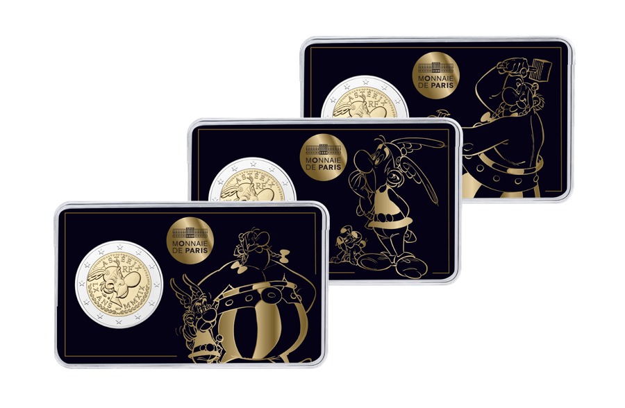 Frankreich 2 Euro 60 Jahre Asterix 1959 19 3 Versch Coincards Asterix Obelix Idefix Stgl Im Blister 3 Er Satz Ma Shops