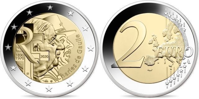 Frankreich 2 Euro 2020 Charles de Gaulle 1890 - 1970, stgl | MA-Shops