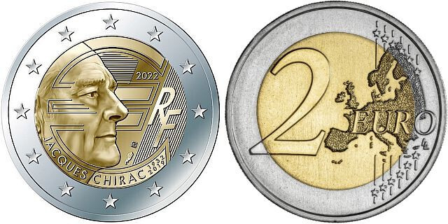 Frankreich 2 Euro 2022 90.Geburtstag Jacques Chirac 1932-2019