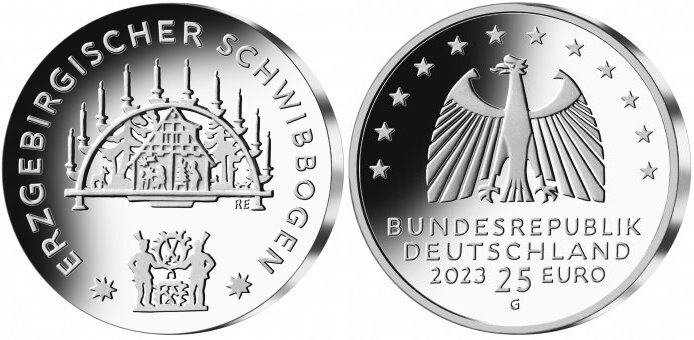 Deutschland 25 Euro 2023 G Weihnachten - Erzgebirgischer Schwibbogen ...