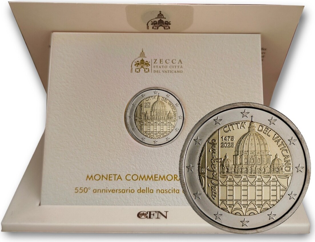 Vatikan 2 Euro 550. Geburtstag von Michelangelo 2025 - 2 € im Blister, RAR-niedrige Auflage stgl <br> im<br> Blister