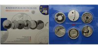 Deutschland 10 Euro<br> x6 Silbergedenkmünzen-Set 2004 mit Fußball, -