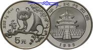China 5 Yuan Panda Bären, 1/2 oz, Silber -