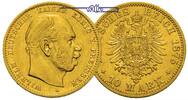 Preussen 10 Mark <br> 3,58g <br>fein <br>19,5 mm Ø Wilhelm I. 1861-1888 <b> Jahrgang 1877 C </b> -Archivbild- -