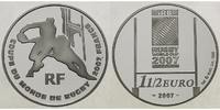 Frankreich 1 1/2 Euro Rugby Weltmeisterschaft 2007 Silber, inkl. Etui & Zertifikat & Schuber -