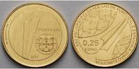 Portugal 1/4 Euro<br> 1,56g<br> fein<br> 14 mm Ø EU-Beitritt inkl. Kapsel & Zertifikat & Etui & Schuber -