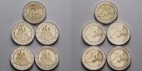 Deutschland 2 Euro<br> 5x Schloss Neuschwanstein in Bayern,<br><b>kompl. Satz </b> (5 Prägestätten) -