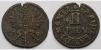 Rietberg, Grafschaft, seit 1764 Fürstentum 2 Pfennig Maximilian Ulrich von Kaunitz 1702 - 1746, Kupfer