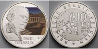 Belgien 10 Euro Paul Delvaux / Europaprogramm, mit farbiger Applikation inkl. Etui & Zertifikat