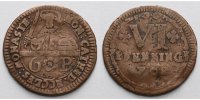 Münster, Domkapitel 6 Pfenning Stadt Münster, 1762, leicht gewellt -