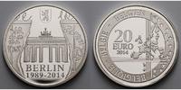 Belgien 20 Euro 25 Jahrestags des Falls der Berliner Mauer/1989 - 2014 inkl. Etui&Zerti.&Schuber Bild