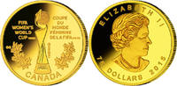 Kanada 75 Dollar<br>1/4 oz<br> 7,78g<br> fein<br> 20 mm Ø Frauenfußball Weltmeisterschaft 2015 in Kanada, <b>-Der Pokal-3/3</b> -