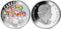 Kanada 10 Dollar<br>1/2 oz<br>15,87g<br> fein<br> 34 mm Ø Frauenfußball Weltmeisterschaft 2015 in Kanada,<b>-Go Canada Go!- 2/6 farbig</b> -