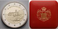 Monaco 2 Euro 800.Jahrest.d.Baus d.1.Schlosses a.d.Felsen<b> inkl. Etui&Zertifikat&Schuber </b> -