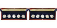 Deutschland, Bundesrepublik 5 DM x 5 Münzen Die 1. Fünf Original Silber Gedenkmünzen der BRD,i.braunem Etui & Besitzurkunde, Foto
