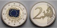 Frankreich 2 Euro 2 Euro 30 Jahre Europäische Flagge </b> mit staatlicher Teilcolorierung - farbig Foto