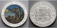 Somalia 100 Shillings<br>1 oz.<br>Ø 39 mm Elefant 13. Ausgabe, 999er Silber, <b>farbig</b> Foto