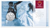 Österreich 5 Euro 150 J.Donauwalzer -Neues Jahr,-Glück,-Schwung, Neujahrsmünze 2017 - PROSIT 2017 -
