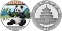 China 10 Yuan China Panda, <b>farbig</b> -- <b>Dach in rot</b> mit Zertifikat -