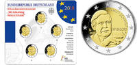 Deutschland 2 Euro<br> 5x 100. Geburtstag Helmut Schmidt 1918-2018,<b> kompl. Satz</b><br>(5 Prägestätten) -
