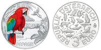 Österreich 3 Euro Tier - Taler - Serie -Papagei-, <b>06 / 12</b> Ausgaben, -