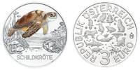 Österreich 3 Euro Tier - Taler - Serie -Schildkröte-, <b>10 / 12</b> Ausgaben,<b> -