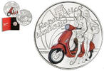 Italien 1 x 5 Euro Vespa im Einzeletui - <b>rote</b> Vespa - farbig ! <b>SELTEN & RAR !!!</b> -
