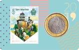 San Marino 1,00 <br>& 0,95 Euro <br>Briefmarke Coincard, 2019 * mit 1 Euro Kursmünze & 0,95 Euro Briefmarke, <b>Nr. 3</b> -