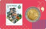 San Marino 2,00 <br>& 1,00 Euro <br>Briefmarke Coincard, 2019 * mit 2 Euro Kursmünze & 1,00 Euro Briefmarke, <b>Nr. 4</b> -