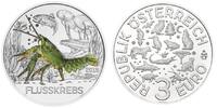 Österreich 3 Euro Tier - Taler - Serie -Flusskrebs-, <b>12 / 12</b> Ausgaben,<b> -