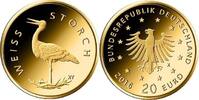 Deutschland 20 Euro<br> 3,89g<br> fein<br> 17,5 mm Ø Heimische Vögel, Weißstorch <br> <b> Prägestätte A</b> / <b> lieferbar !!!</b> -
