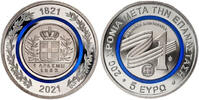 5 Euro 2021 Griechenland Drachme von 1832 - 200 Jahre Unabhängigkeit (Revolution), im originalem Blister stgl. im Blister