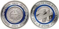 5 Euro 2021 Griechenland Der Phönix v.1828 - 200 Jahre Unabhängigkeit (Revolution), im originalem Blister stgl. im Blister
