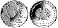 Deutschland <b>dritte,<br>20 Euro<br></b> 100. Geburtstag Sophie Scholl, 3.Ausg.2021 <b> sofort lieferbar!</b> -