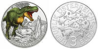 Österreich 3 Euro Super - Saurier - Tyrannosaurus Rex-, <b>05 / 12</b> Ausgaben,<b> -