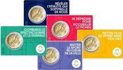 Frankreich 2 Euro x 5 Blister Olympiade Paris 2024 - <b>Blister blau,rot,gelb,grün,lila, alle 5 Blister </b> -