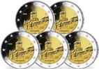 Deutschland 2 Euro<br> 5x Wartburg - Thüringen, <br><b>kompl. Satz </b> (5 Prägestätten) -