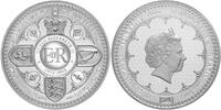 Tokelau - Inseln 10 Dollar<br>5 oz<br> 155,50g<br> fein Silber Queen Elizabeth II. Platinjubiläum - 5 oz.m.Diamant inkl. Etui & Zert. & Schuber -
