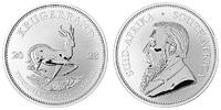 Süd Afrika 1 oz<br> 31,1g<br> fein<br> 38,72 mm Ø Krügerrand 1 oz. - Springbock, <b> Der 7. Krügerrand in Silber - NEU !!!</b> -
