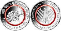 Deutschland 10 Euro<br> Im Dienst der Gesellschaft - Feuerwehr,<br> <b> Prägestätte J, </b> -
