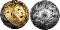 Samoa 5 Dollar <br>24 Karat vergoldet<br>50 mm Ø Dragon and Phoenix - Spherical Coin 2 oz.Silber, inkl.Zertifikat/Etui/Box, RAR! -