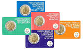 Frankreich 2 Euro x 5 Blister Olympiade Paris 2024 - <b>Blister blau,rot,gelb,grün,lila, alle 5 Blister </b> -