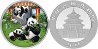 China 10 Yuan China Panda, <b>farbig</b> -- <b>Dach in rot</b> mit Zertifikat -