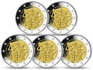 Deutschland 2 Euro<br> 5x 175. Jubiläum Paulskirchenverfassung, <br><b>kompl. Satz </b> (5 Prägestätten) -
