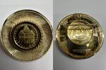 Paderborner - Schmuckstück <b>Brosche & Anhänger</b><br>15,73g roh<br>40 mm Ø Gold - Drei Hasen / Paderborner Rathaus, Stadt der 200 Quellen in Handarbeit 585 -