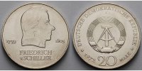 Deutschland, DDR 20 Mark Friedrich von Schiller, Ku.-Ni.,-Archivbild-