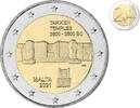 Malta 2 Euro Tarxien Tempel, ( 3600-2500 BC ) 6. von 7 Ausgaben,<b>SEHR RAR-geringe A.</b> -
